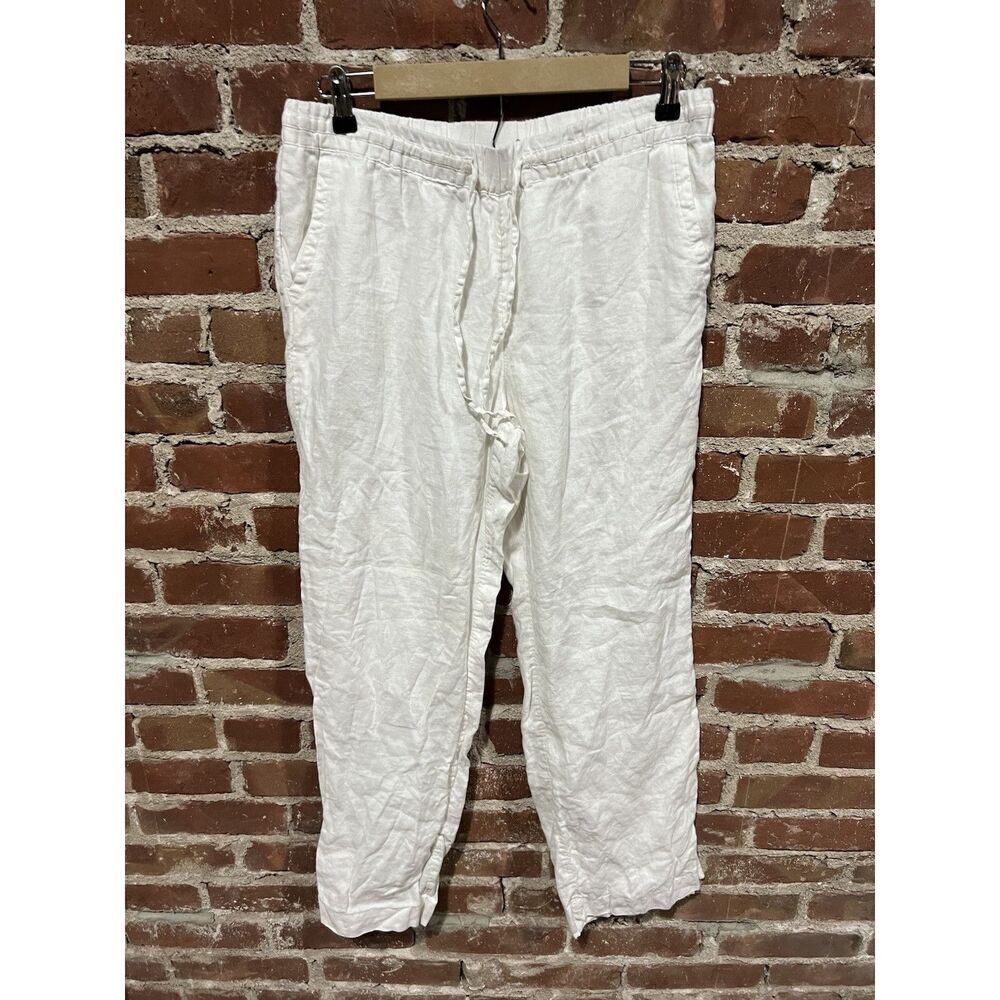Charter Club Womens White Pullon Linen Pants Cropped Size Medium